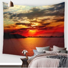 River & Sunset Hanging Wall Tapestry Hippie Landscape Throw Bedspread Home Decor   292309253363